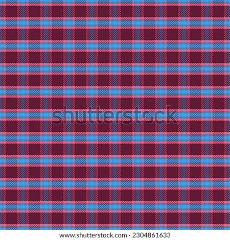 Illustration. Vector. Pattern of beautiful multi colored checkered, plaid.  pink, and  blue on a dark red background.  for backgrounds and projects, textiles, prints and more.