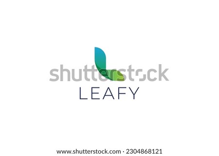 Letter L creative green colour natural leafy floral logo Royalty-Free Stock Photo #2304868121