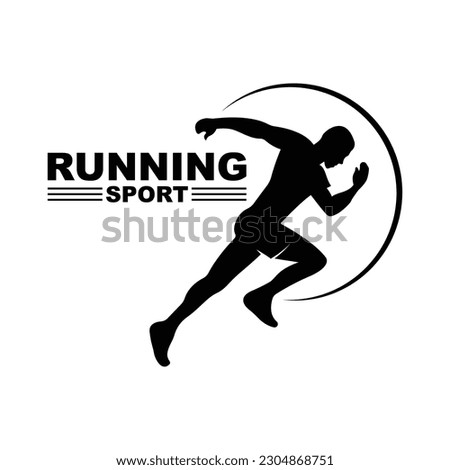 Running Man silhouette Logo, Marathon logo template, running club or sports club with slogan template Royalty-Free Stock Photo #2304868751