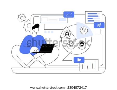 Content manager abstract concept vector illustration. Advertising agency worker develops content management strategy, business promotion, digital marketing, internet advertising abstract metaphor. Royalty-Free Stock Photo #2304872417
