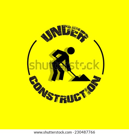 Under construction signal over color background