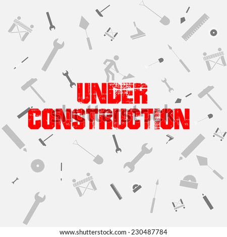 Under construction signal over color background