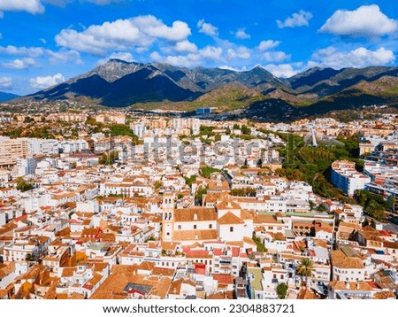 Church of Our Lady of the Incarnation or Iglesia de Nuestra Senora de la Encarnacion aerial panoramic view in Marbella city in the province of Malaga in the Andalusia, Spain