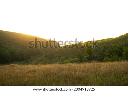 Landscape of mountains at sunset