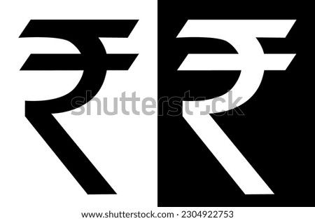 Rupee Symbol, Indian Rs Sign vector illustration, Indian Rupees Icon black and white, indian currency sign isolated