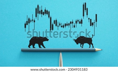 Bull or bear market symbol. Business bull vs bear market concept Royalty-Free Stock Photo #2304931183