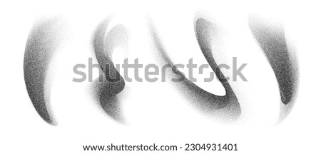 Charcoal splashes, black dotwork grain texture, abstract stipple sand effect, gradient from dots isolated on white background. Vector illustration. Royalty-Free Stock Photo #2304931401