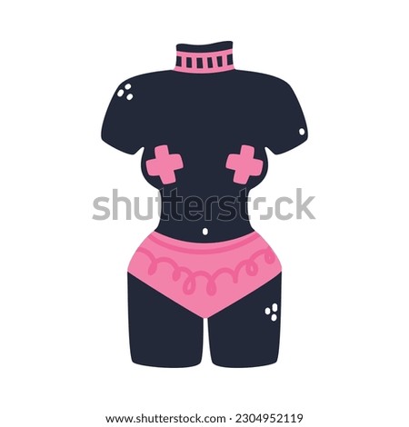 Black Female Body Mannequin in Pink Panties and Cross as Creative Element Isolated on White Background Vector Illustration