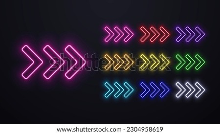 A set of neon directional arrows in different colors.