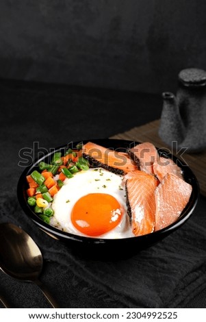 Salmon Steak And Salmon Rice Bowl Food Photography