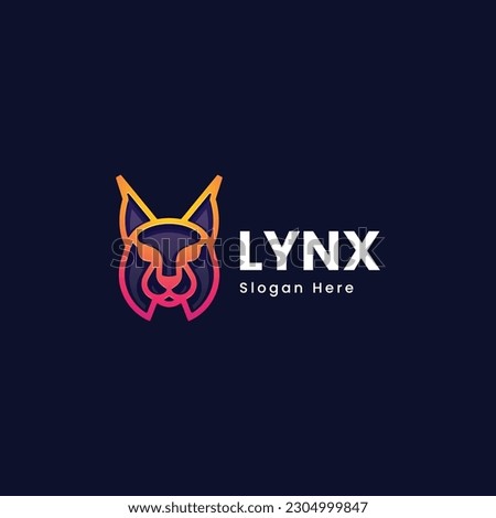 Vector Logo Illustration Lynx Gradient Line Art Style.