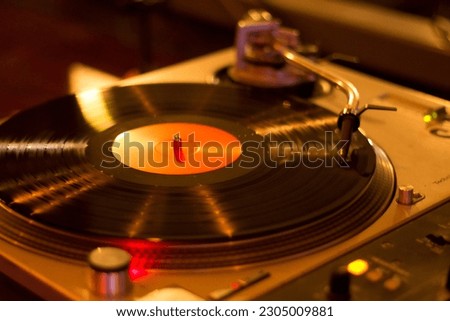 Vinyl record turntable dj music party vintage disc jockey Royalty-Free Stock Photo #2305009881