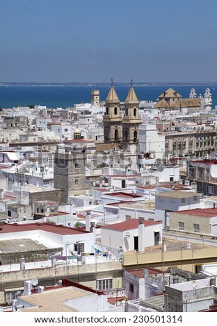 Cadiz, Spain, view from torre Tavira on a sunny day