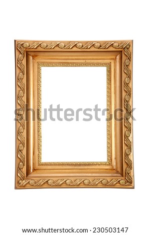 isolated empty ornate picture frame on white