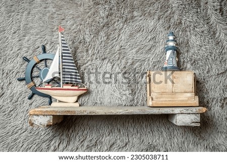 toys on a wooden shelf as digital backdrop or background for newborn baby photography, newborn photo setup and decorations. High quality photo Royalty-Free Stock Photo #2305038711