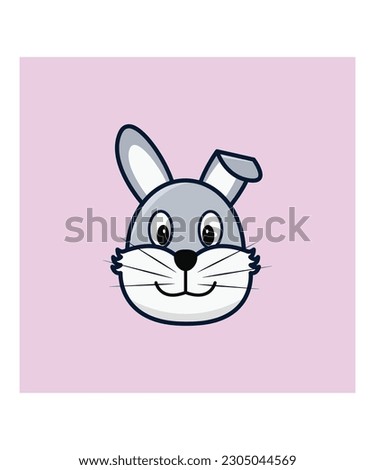 A little bunny face in cartoon style vector illustration 