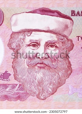 Santa Claus a closeup portrait from money