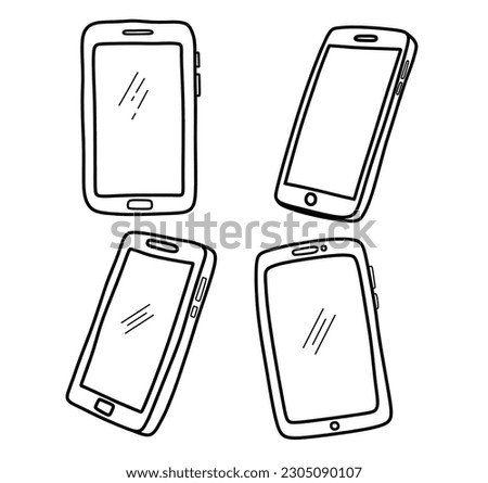 Doodle set of cute Smart Phone . Doodle  Smart Phone icon. Hand drawn Smart Phone  icon.
