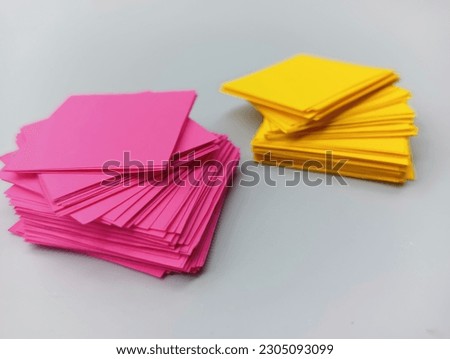 Kerala, 19 May 2023: red and yellow sticky notes on white background 