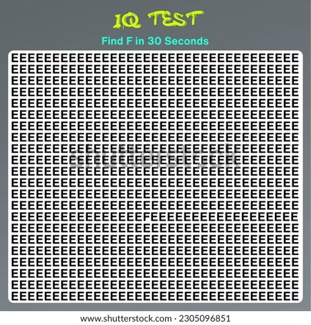 IQ test game. find the different letter in 30 Sec. IQ Test for Children.