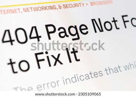 Page Not Found sign in Internet Browser on Screen monitor.Selective focus.