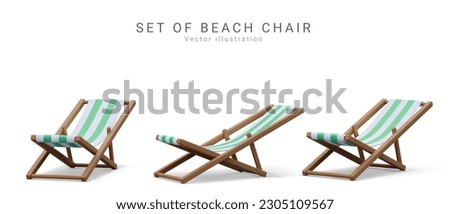 Set of 3d realistic render beach chairs with shadow isolated on white background. Vector illustration Royalty-Free Stock Photo #2305109567