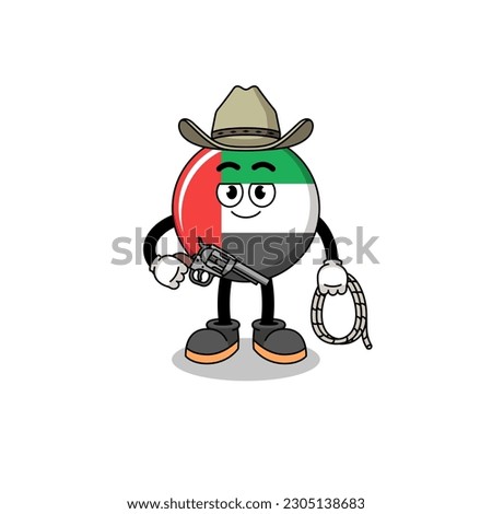 Character mascot of UAE flag as a cowboy , character design