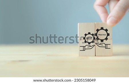 Best practice, business concept. Analyzing current operations, identifying areas for improvement, developing solutions and implementing changes to increase productivity and profitability.  Royalty-Free Stock Photo #2305158049