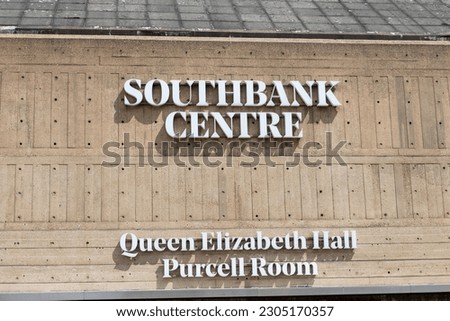 The name sign for the Southbank Centre and the Queen Elizabeth Hall Purcell Room.
