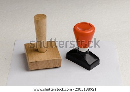 Approved Notary Stamp Rubber Stamp. Hand Pressing Royalty-Free Stock Photo #2305188921
