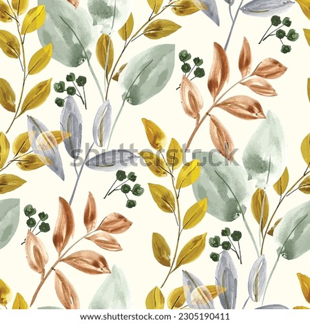 Colorful leaves arrangement on a bright color background. Seamless pattren design.