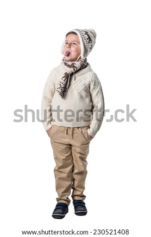 Cute kid posing in winter clothes