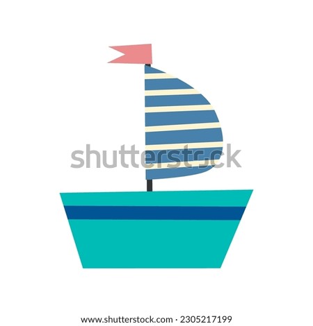 Boat, vector illustration. Small ships in cute flat design.