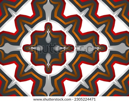 A hand drawing pattern made of white red orange black and grey