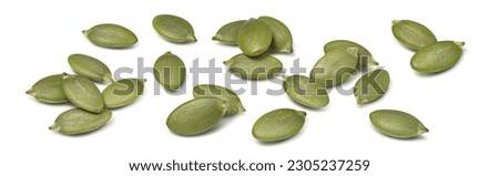 Green pumpkin seeds set isolated on white background. Package design element with clipping path Royalty-Free Stock Photo #2305237259