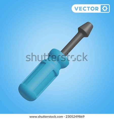 screwdriver 3D vector icon set, on a blue background Royalty-Free Stock Photo #2305249869