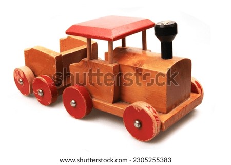 old wooden train isolated on the white background