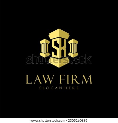 SK initial monogram logo for lawfirm with pillar design