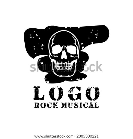Rock and Roll logos with skull. Music Festival design label