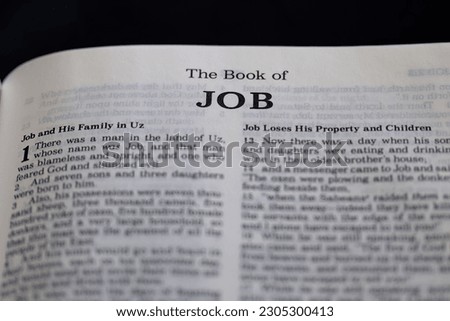 This is a picture of a book with the word "job" written in it and a pencil on top