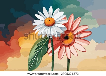 Watercolor daisy flower vector art 