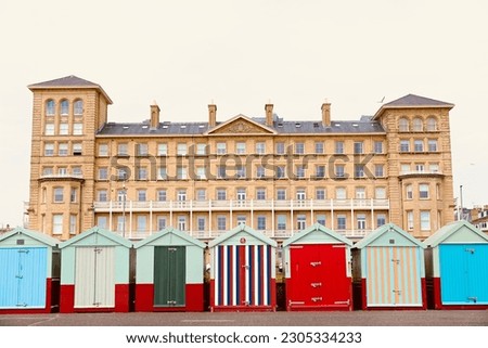 Brighton and hove. Beach houses on the prom Royalty-Free Stock Photo #2305334233