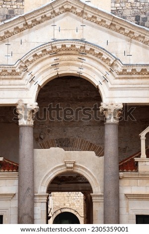 Detail of Peristil, ancient roman town square in Split, Croatia.  Royalty-Free Stock Photo #2305359001