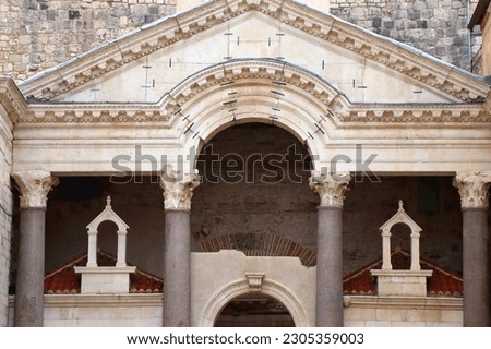 Detail of Peristil, ancient roman town square in Split, Croatia.  Royalty-Free Stock Photo #2305359003