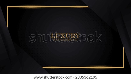 Luxury elegant abstract black background with shiny gold frame and halftone. Luxury elegant theme design vector illustration Royalty-Free Stock Photo #2305362195