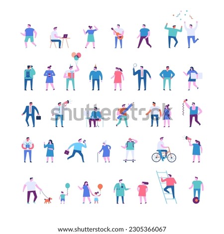 Tiny people flat faceless silhouette. Different tiny people characters big vector set Part3. Flat vector illustration isolated on white.	
 Royalty-Free Stock Photo #2305366067