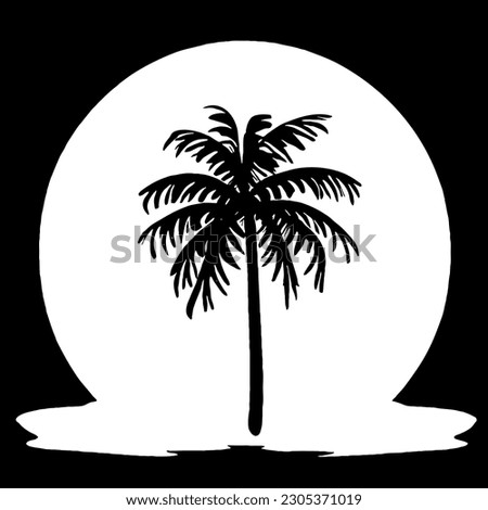 Palm Tree Vector Minimal Line Summer Art with no White Background
