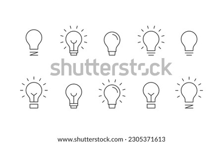Bulb lamp icons set. Editable stroke. Royalty-Free Stock Photo #2305371613