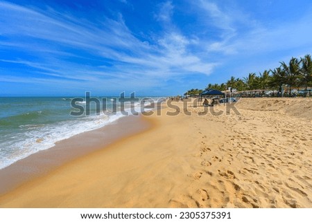 Brazilian northeast beach, Trancoso - Nativos Beach, Porto Seguro - Bahia state.Tropical Brazilian beach during summer. Royalty-Free Stock Photo #2305375391