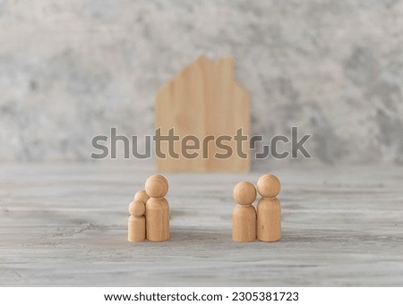Divorce and custody concept. Divorce man have custody of children and his ex has a new star with a new partner. on white background. Tow kids. Royalty-Free Stock Photo #2305381723